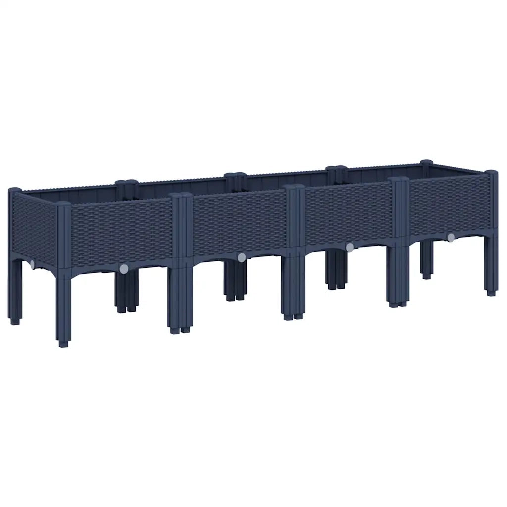 Fioriera da Giardino con Gambe Grigio Blu 160x40x42 cm in PP 367901