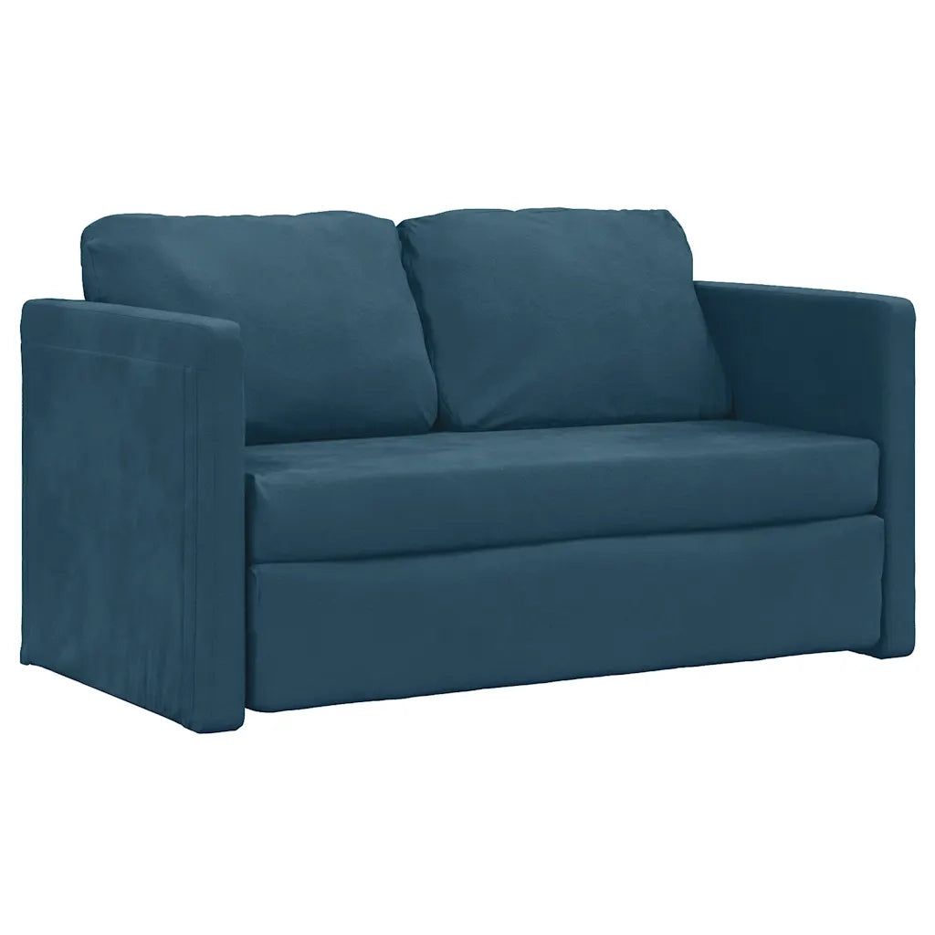 Divano Letto da Terra 2 in 1 Blu 122x204x55 cm Velluto