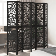 Divisorio Ambienti | Divider per stanze | Paravento 6 Pannelli Nero Legno Massello di Paulownia