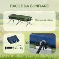Set Brandina da Campeggio con Materasso Gonfiabile, Cuscino,  Sacco Letto e Borsa di Trasporto, Verde