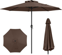 Ombrellone da Giardino da 260/360 cm, Ombrellone Parasole con Manovella, Ombrellone da Spiaggia con 8 Stecche, per Cortile Piscina Giardino (Caffè,260 cm)