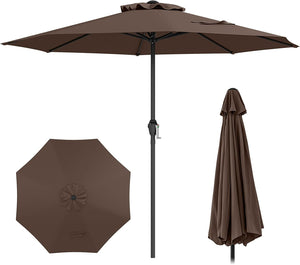 Ombrellone da Giardino da 260/360 cm, Ombrellone Parasole con Manovella, Ombrellone da Spiaggia con 8 Stecche, per Cortile Piscina Giardino (Caffè,260 cm)