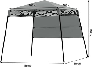 Gazebo Pieghevole da Giardino 210 x 210CM, Struttura in Acciaio, Altezza Regolabile, Gazebo da Esterno con Borsa, Ideale per Feste, Barbecue, Giardino e Spiaggia (grigio)