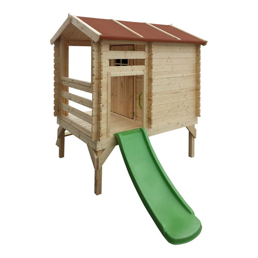 Casetta per bambini in legno con scivolo - L182xL146xA205cm/ 1.1m2 - Timbela M501C