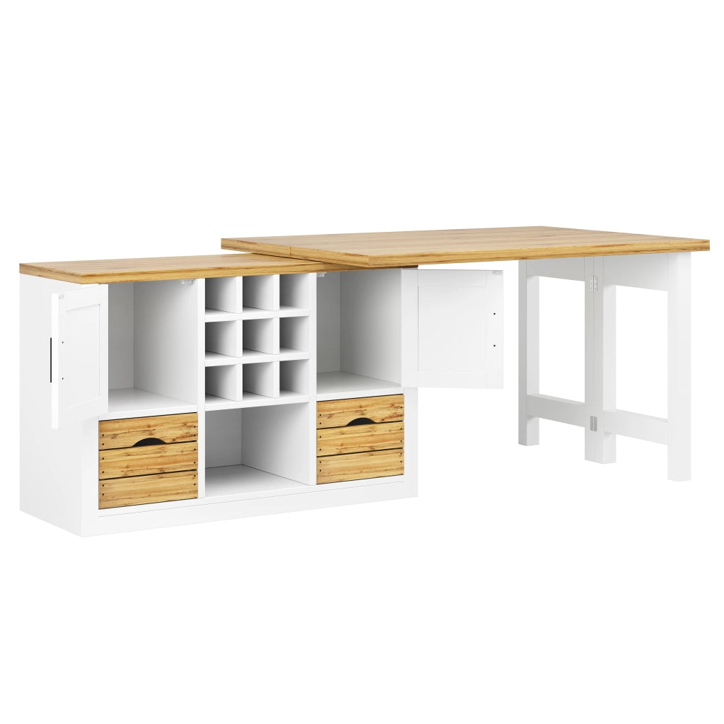 TAVOLO Allungabile con Sideboard 120-197x40x72 cm MDF Bianco
