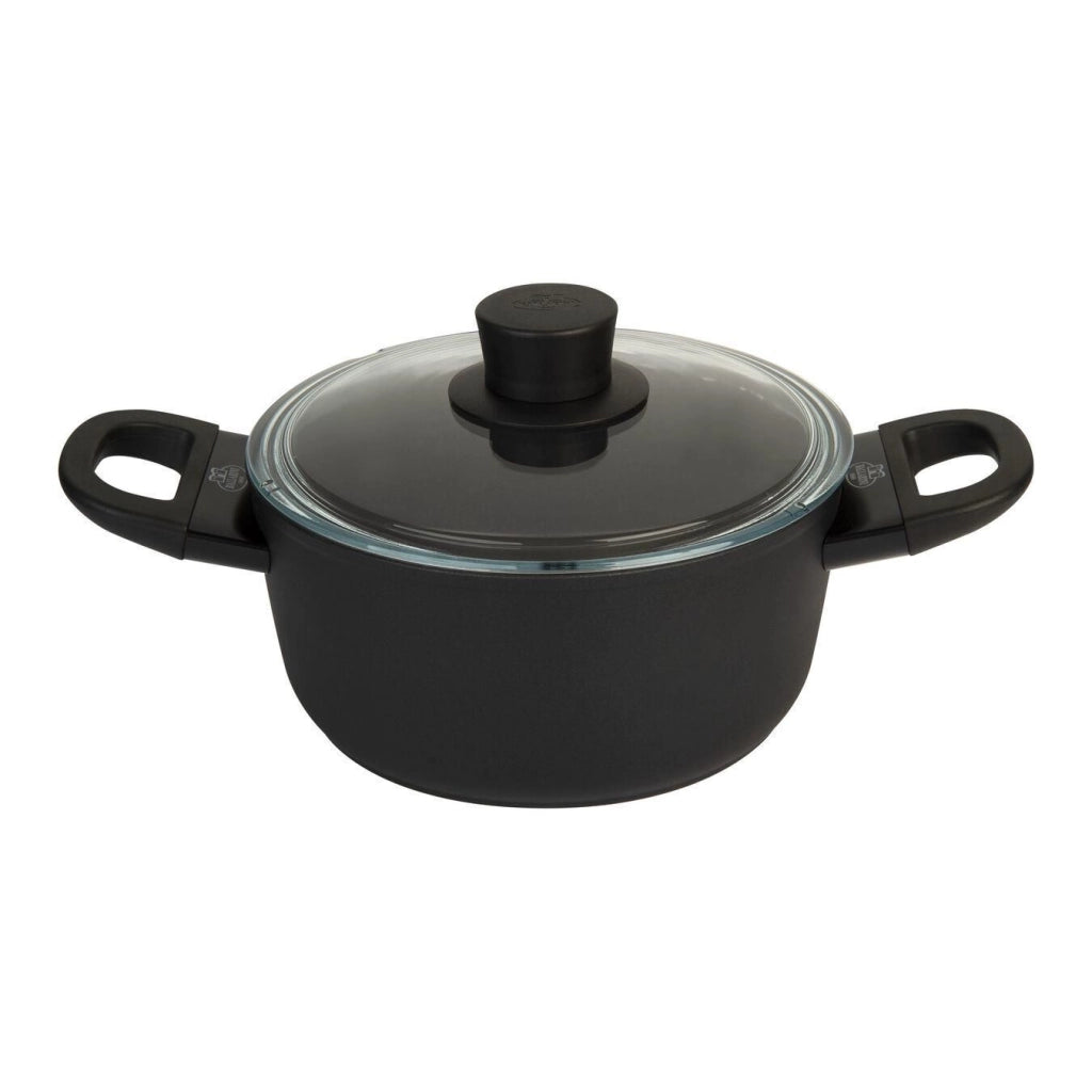 Ballarini 75002-921-0 Pentola con Coperchio in Vetro Alluminio Antiaderente 3 Strati Adatta Induzione e Gas colore Nero