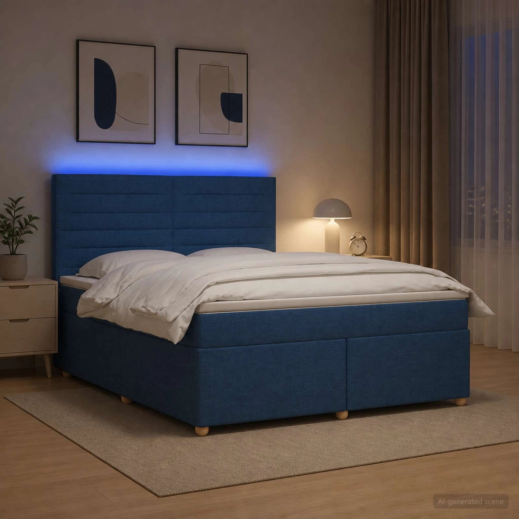 Letto box spring con materasso Blu 140 x 190 cm Tessuto 3455342