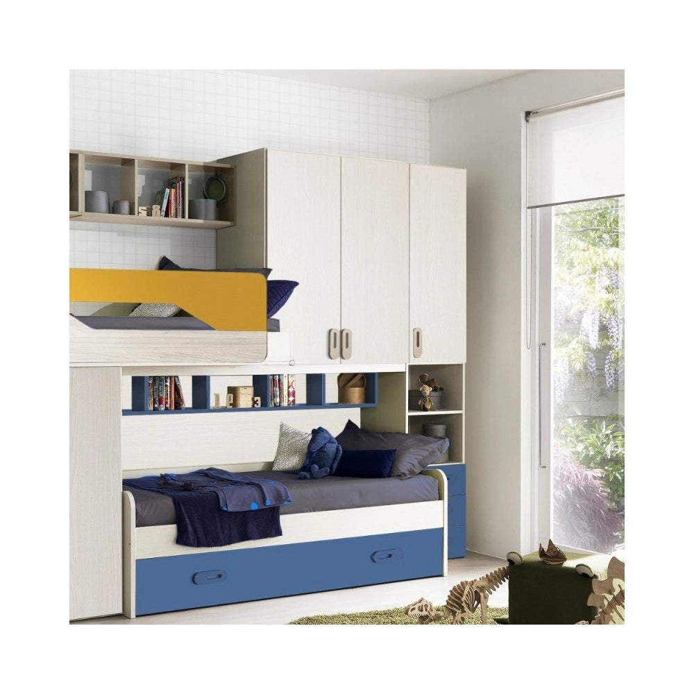 Cameretta soppalco con 3 letti Milly kiri avio giallo