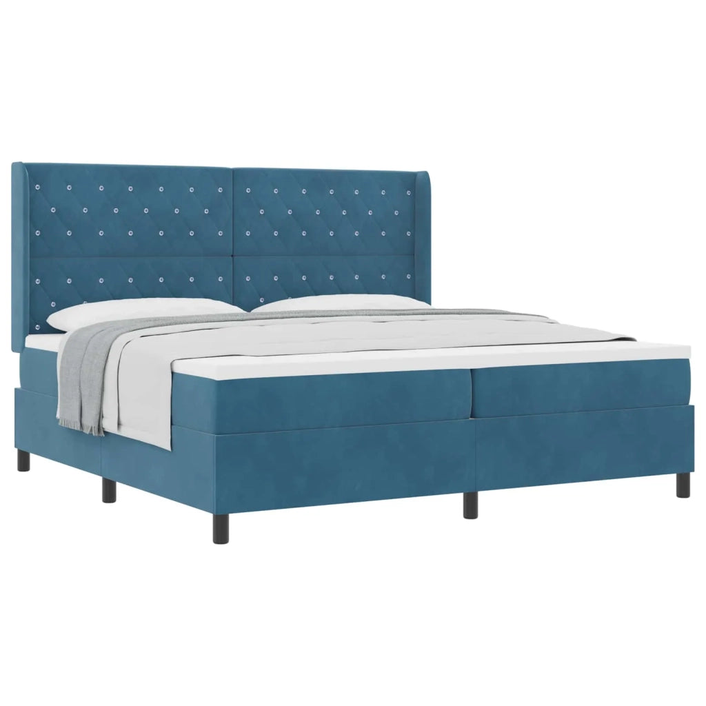 Letto a molle con materasso Blu 200 x 200 cm Velluto 3341976