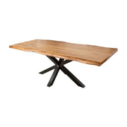 Table ARKAYA 220 cm – Piano in legno massiccio di acacia verniciato e struttura in metallo nero – Design industriale ed elegante