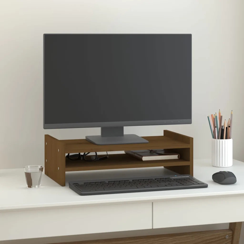 Supporto per Monitor ambra 50x27x15 cm Legno Massello di Pino 814022