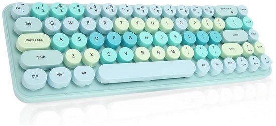 Tastiera da gioco con mouse wireless - Design giocoso - Colore blu misto - Mouse regolabile - Adatto per ragazze -...