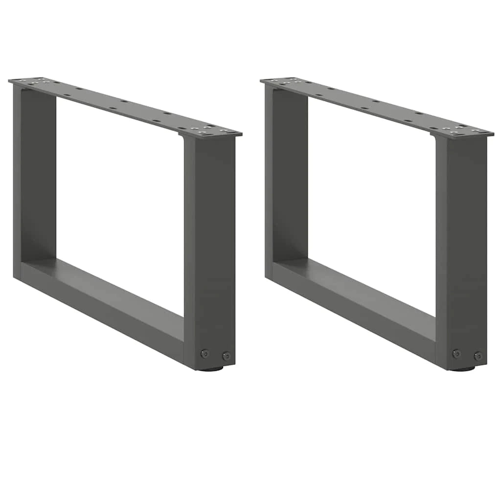 Set di 2 gambe per tavolino a forma di U 60 x 31 cm con piedini regolabili design moderno in acciaio antracite 02_0057382
