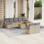 Set Divano da Giardino 10 pz con Cuscini Beige in Polyrattancod mxl 114819