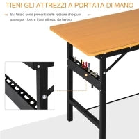 Tavolo da Lavoro Pieghevole per Fai da Te in Acciaio e MDF, con Riga e Goniometro Stampati sulla Superficie