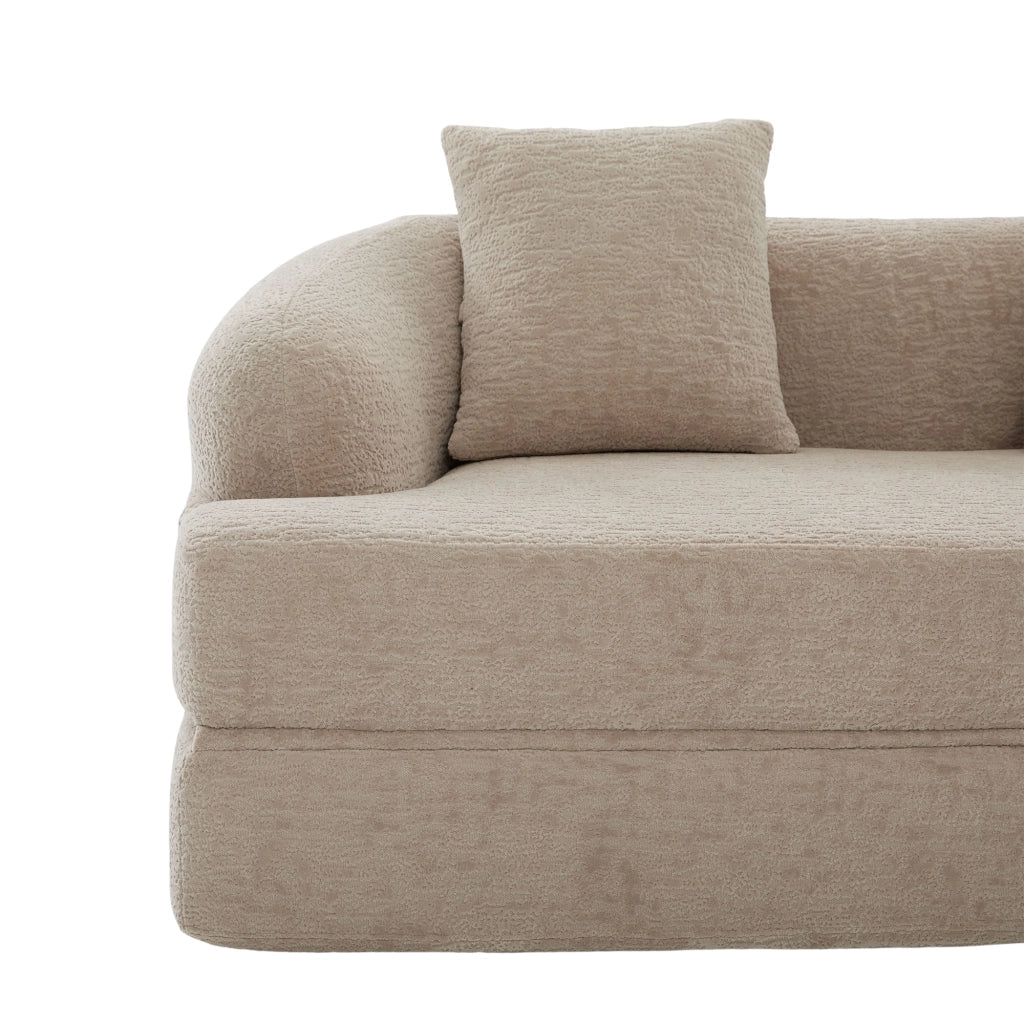 Divano letto a 2 posti - con due cuscini e struttura pieghevole - in chenille khaki
