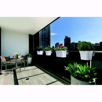 Vaso da Balcone Grigio 38x15x18H cm Balconiera Cassetta per Ringhiere e Parapetti