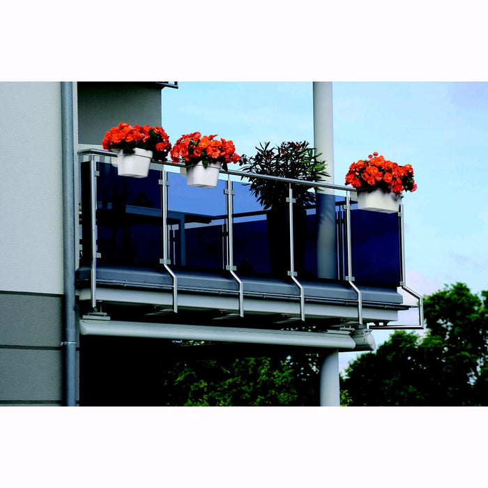 Vaso da Balcone Tortora 38x15x18H cm Balconiera Cassetta per Ringhiere e Parapetti