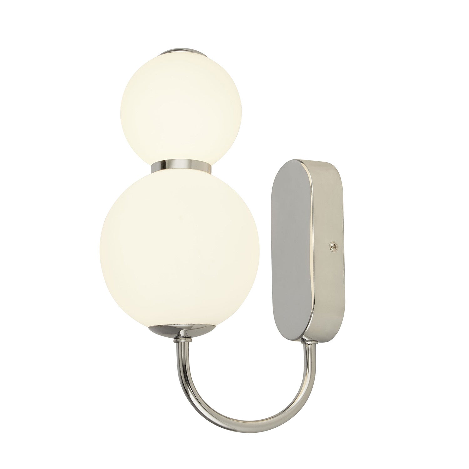 Applique Contemporanea Snow Ball Acciaio Cromo Vetro Bianco Led 12W 3000K