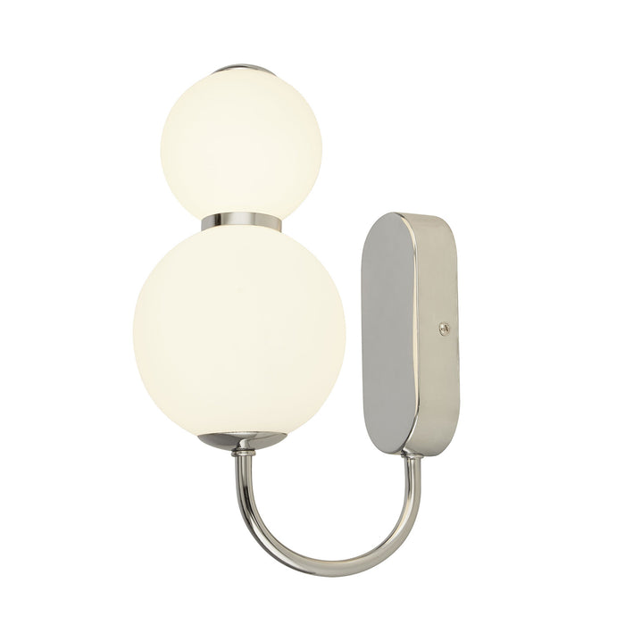 Applique Contemporanea Snow Ball Acciaio Cromo Vetro Bianco Led 12W 3000K