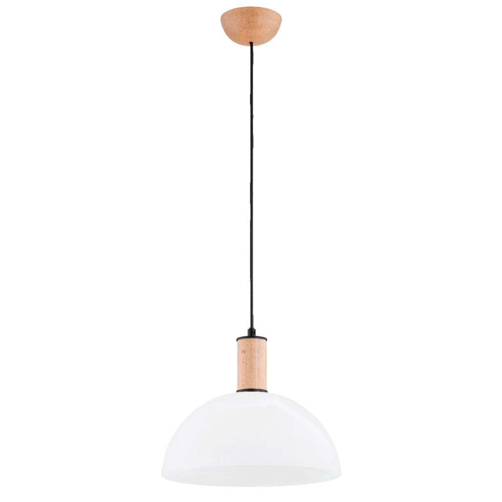 Lampada sospensione scandi legno bianco Ø30 E27 Alfa