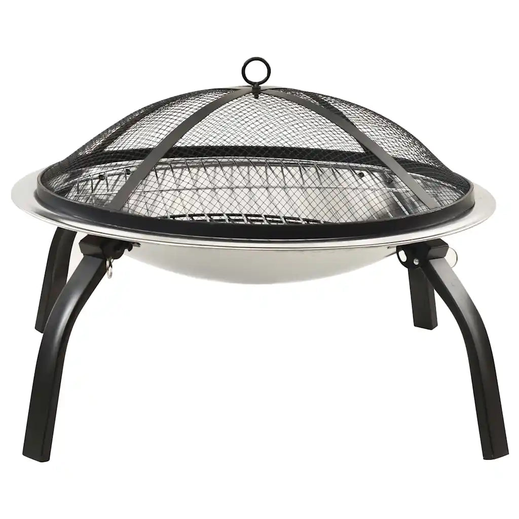 Braciere e Barbecue 2in1 e Attizzatoio 56x56x49cm Acciaio Inox cod mxl 75501