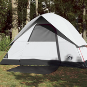Tenda Campeggio a Cupola 3 Persone-Tenda per Escursionismo Bianca Tessuto Impermeabile 954480