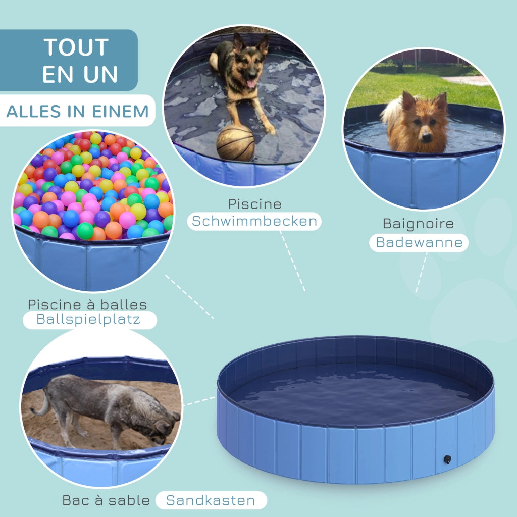 Vasca da bagno per cani e gatti pieghevole ¨C Zephmum ¨C Blu ?120x30 cm