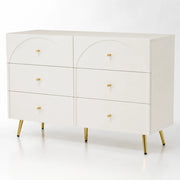 Cassettiera Capiente Con 6 Cassetti Mobile Design Moderno Minimal Per Camera Da Letto Ingresso Cameretta E Stanza Ospiti Dotata Di Piedini E Dettagli Oro 120 X 40 X 85 Cm Bianco