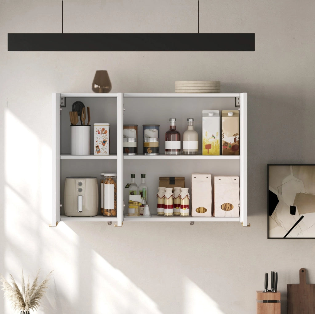 Pensile da parete con 3 ante; 90 x 29 x 60 cm; in MDF bianco