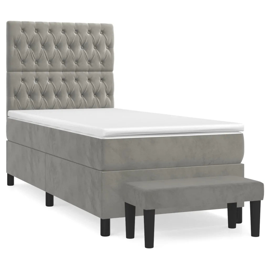 Giroletto a Molle con Materasso Grigio Chiaro 100x200cm Velluto 3138007