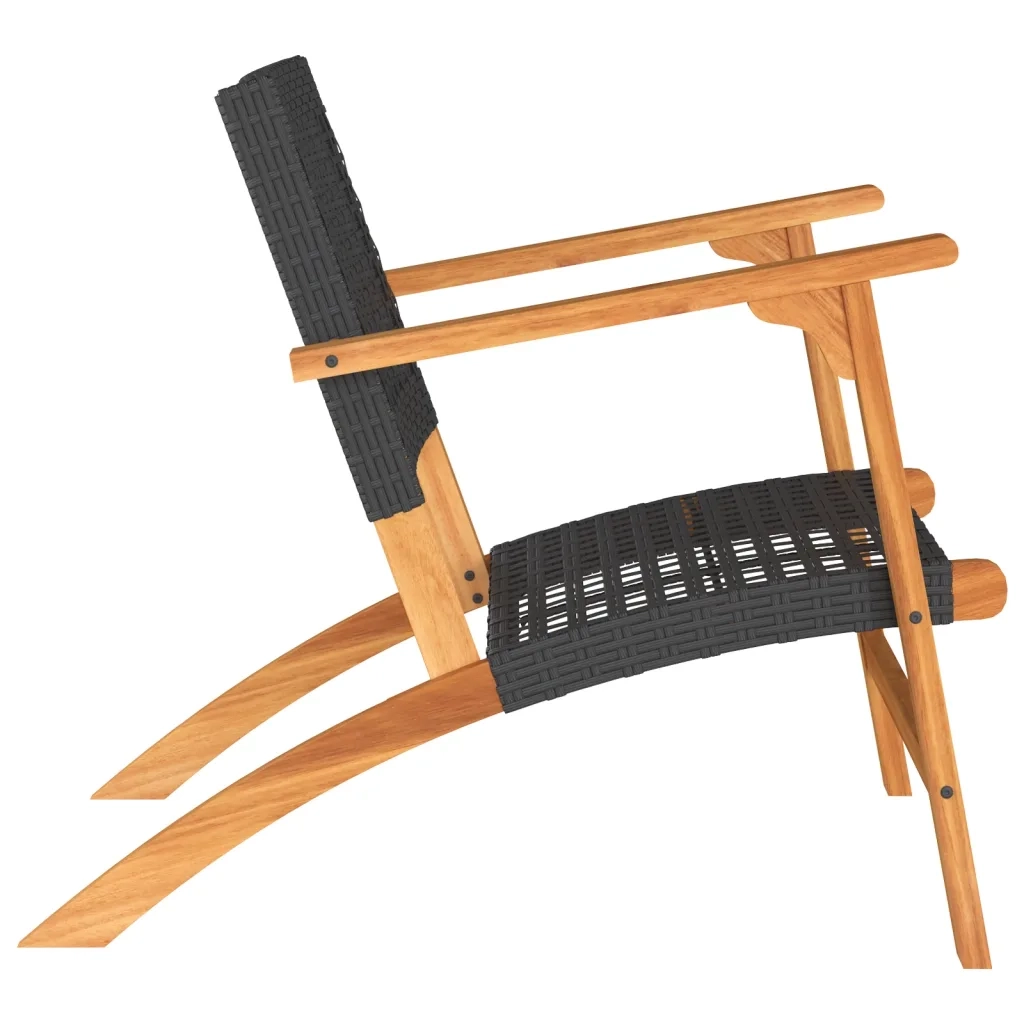 Sedie da Giardino 2 pz | Sedie da Esterno Nere in Polyrattan e Legno di Acacia