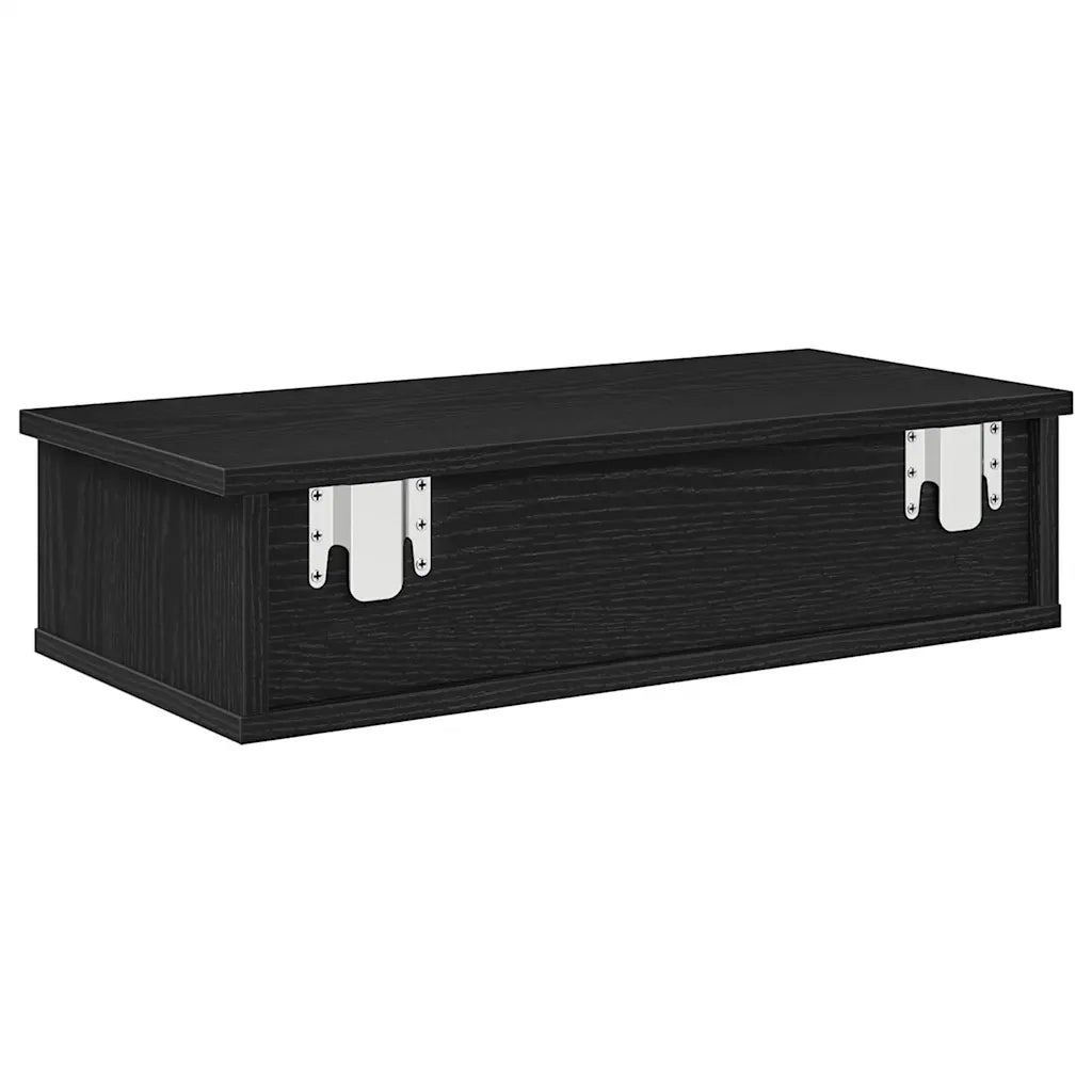 Scaffale a Parete con Cassetti Nero 60x28x15 cm in Truciolato 859942