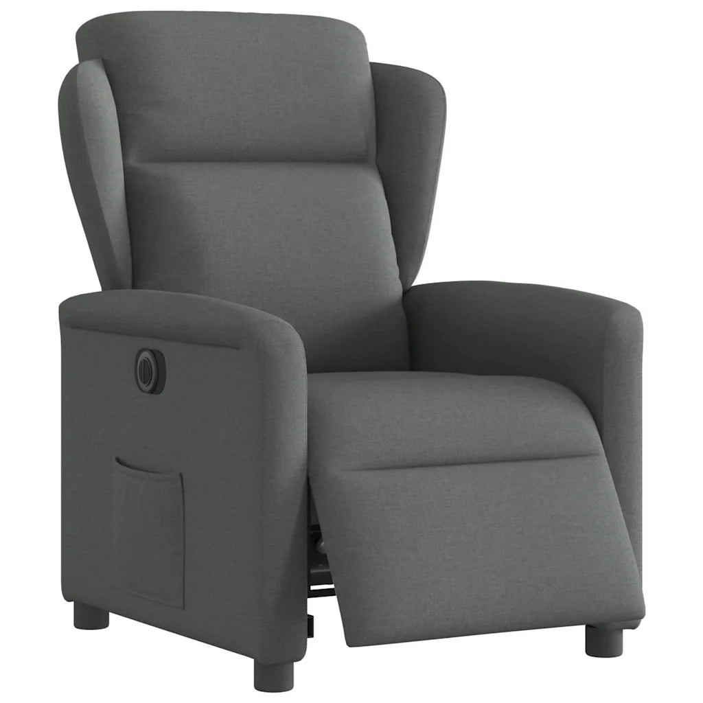 Poltrona | Sedia Relax Elettrica Reclinabile Grigio Scuro in Tessuto