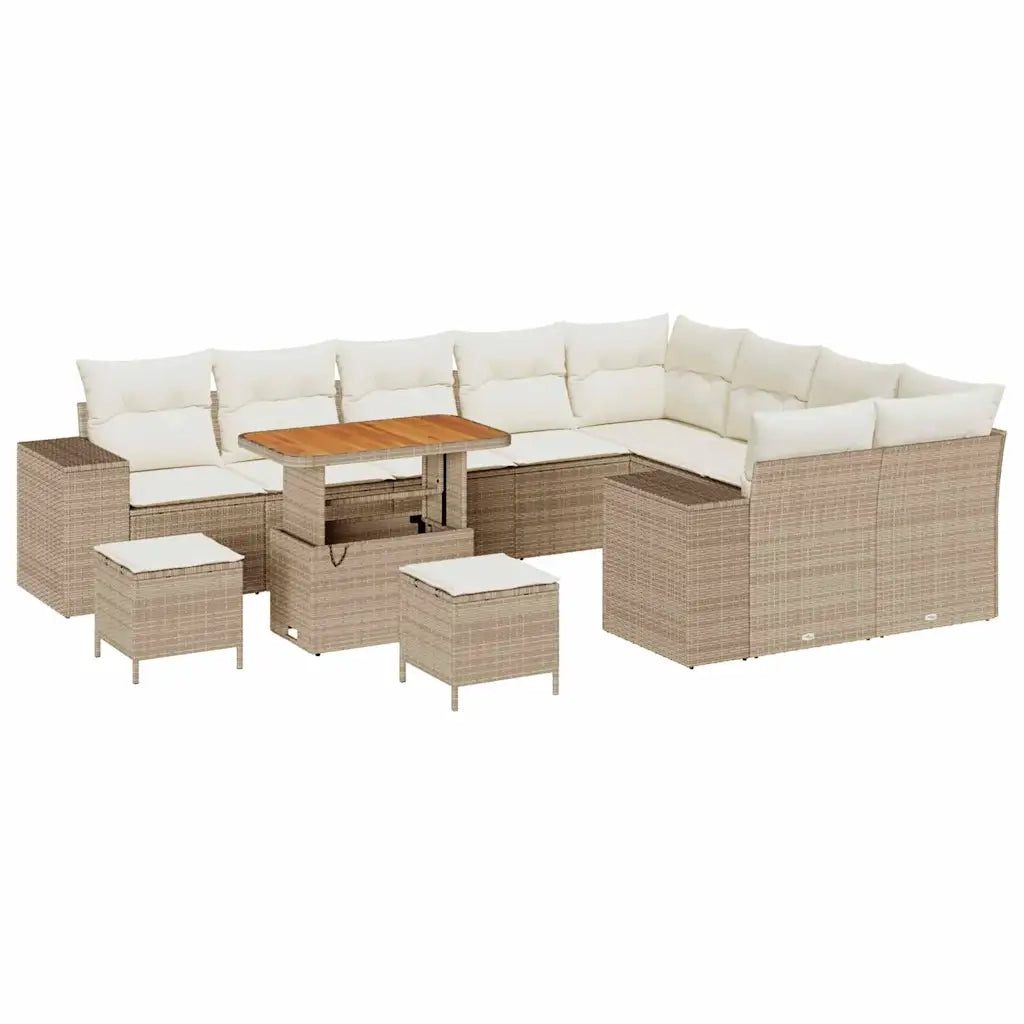 Set Divano da Giardino con cuscino 12 pcs Beige polyrattan