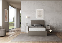 Letto Matrimoniale Francese 140x190 cm con Rete e Contenitore Mika Cappuccino