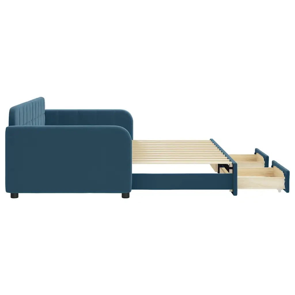 Divano Letto Estraibile con Cassetti-Sofa Letto-Daybed Blu 90x200 cm in Velluto 603490