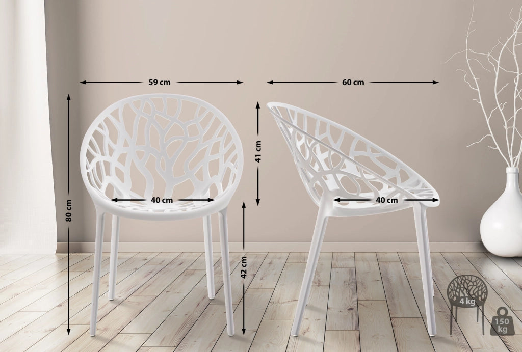 Set 4 sedie da giardino HOPE bianco