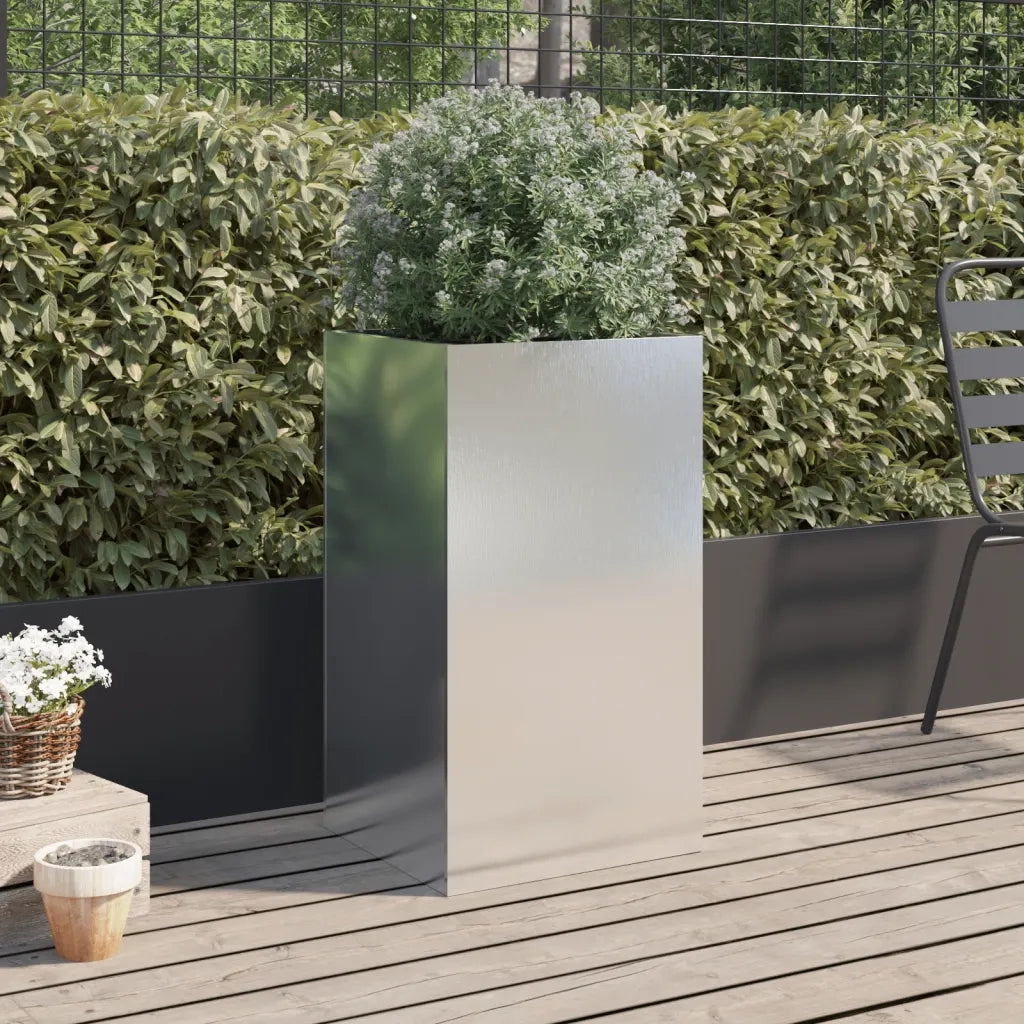Fioriera-Vaso-Contenitore per Piante Argento 42x38x75 cm in Acciaio Inox
