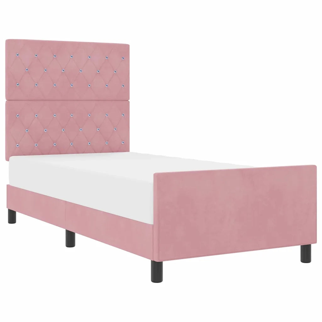 vidaXL Struttura del letto con testiera Rosa 90 x 190 cm Velluto
