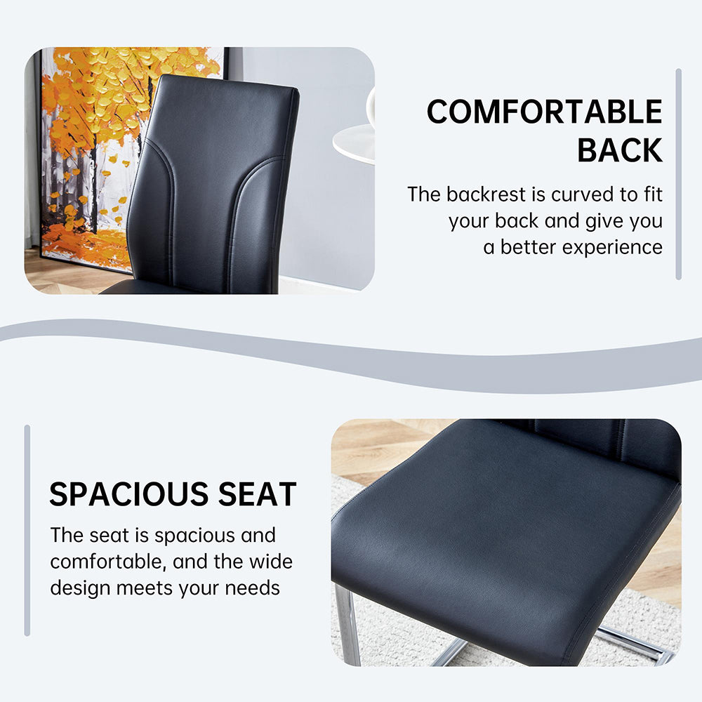 Set 2 sedie da pranzo - Xylo - PU nero gambe argento