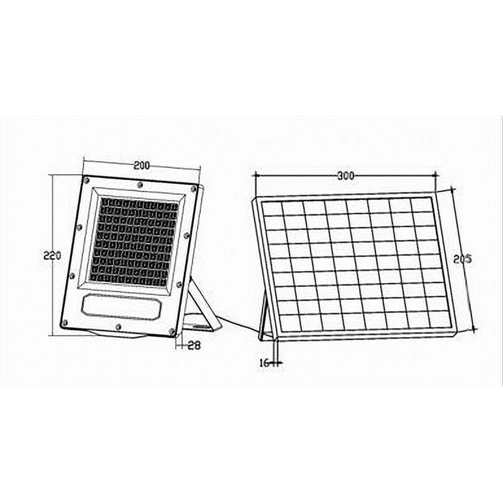 Trade Shop - Faretto Proiettore Con Pannello Solare Led Ip66 100w Luce Selezionabile Cct Sfl516-100w-3c -