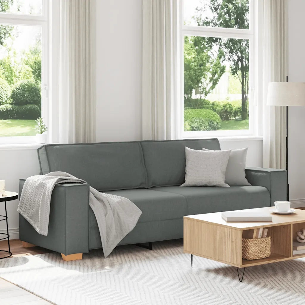 Divano a 3 posti Grigio scuro 180 cm in tessuto