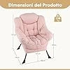 Poltrona Relax, Poltrona da Lettura con Cuscino, Elegante con Schienale e Seduta Imbottiti, Braccioli e Tasca di Stoccaggio, Portata 150 kg (Senza Pouf, Cashmere Grigio)