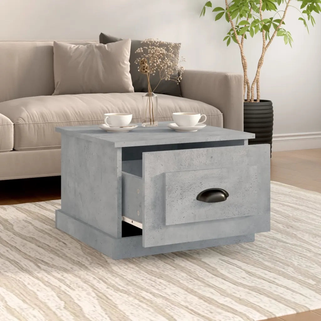Tavolino da Salotto-Tavolino da soggiorno-Tavolo Grigio Cemento 50x50x35cm Legno Multistrato