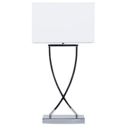 Lampada da Tavolo Metallo Argento Bianco Paralume Rettangolare 62H cm Soggiorno Moderno