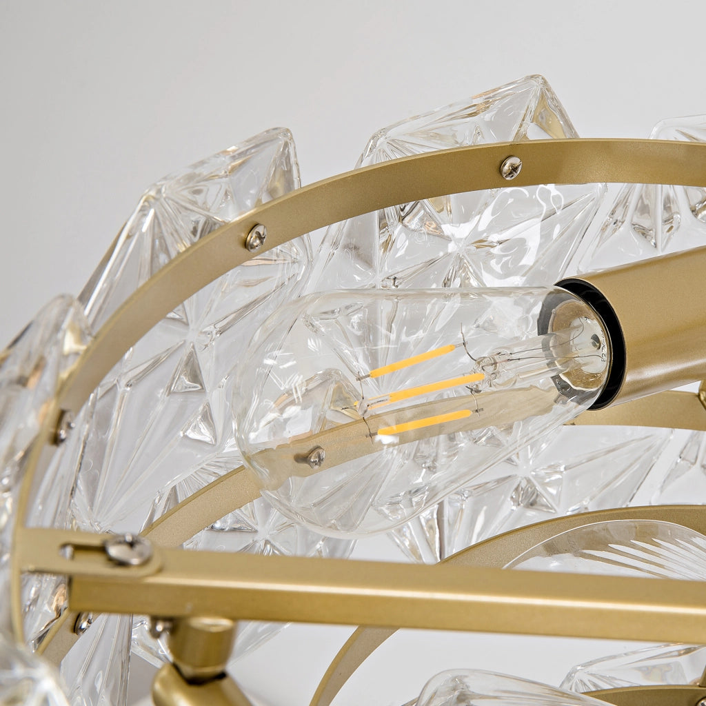 Ventilatore da soffitto con lampada e cristalli; 52x52x30 cm; metallo dorato e vetro