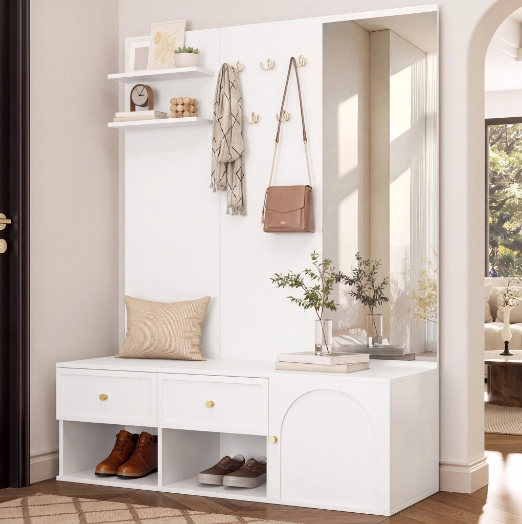 Garderobe multifunzione da ingresso con specchio e contenitori