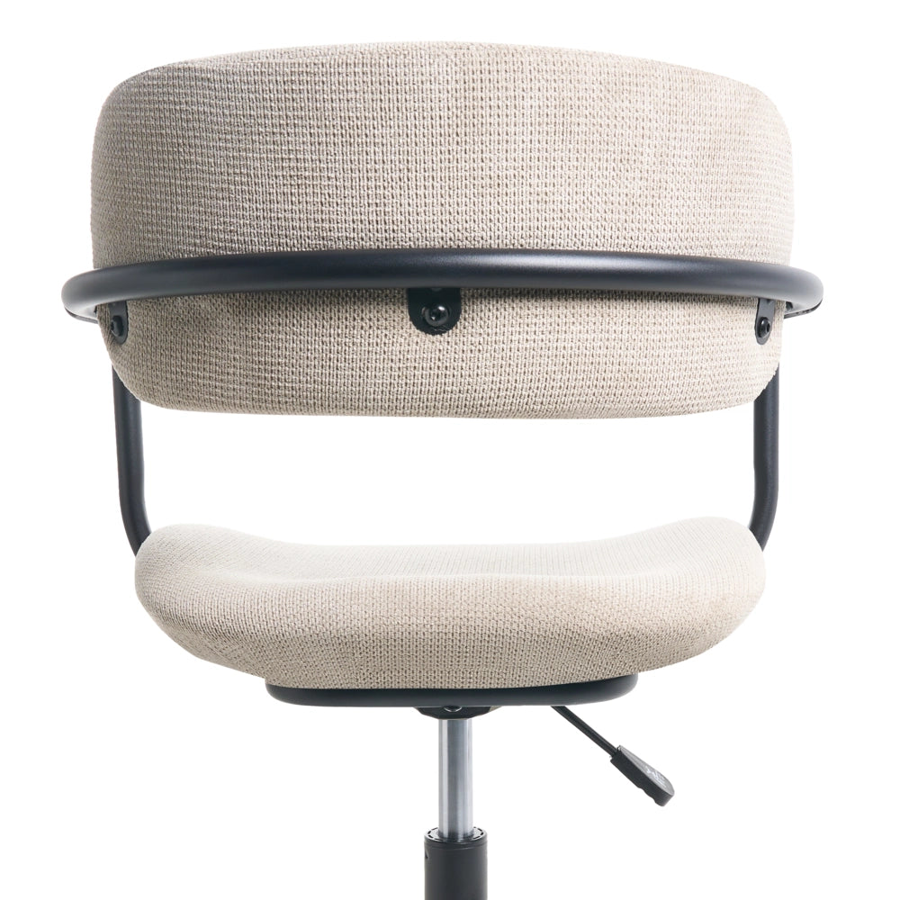 Sedia da ufficio con rivestimento in tessuto beige, girevole, per scrivania e computer, con altezza del sedile regolabile