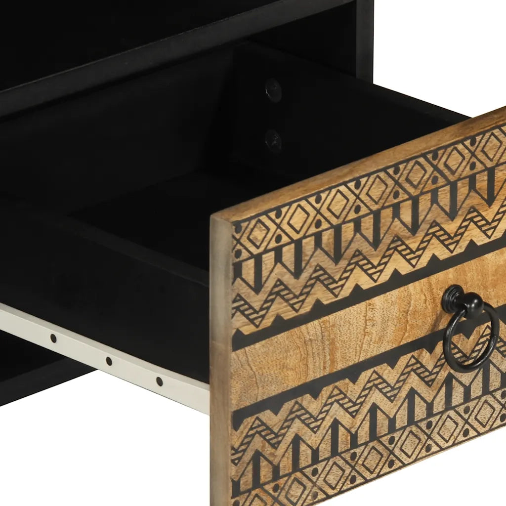 Mobile Porta TV-Mobile per TV-Credenza TV Nero 100x33,5x46 cm Legno Massello Mango Grezzo